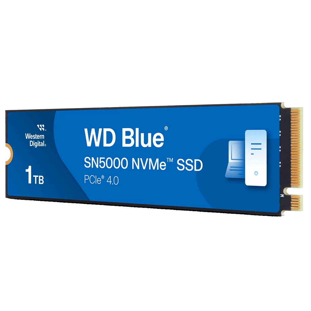 Твердотельный накопитель Western Digital Blue SN5000 SSD M2.2280 PCIe 4.0 1Tb, 5150MBs/4900MBs, TBW 600, WDS100T4B0E, 1 year