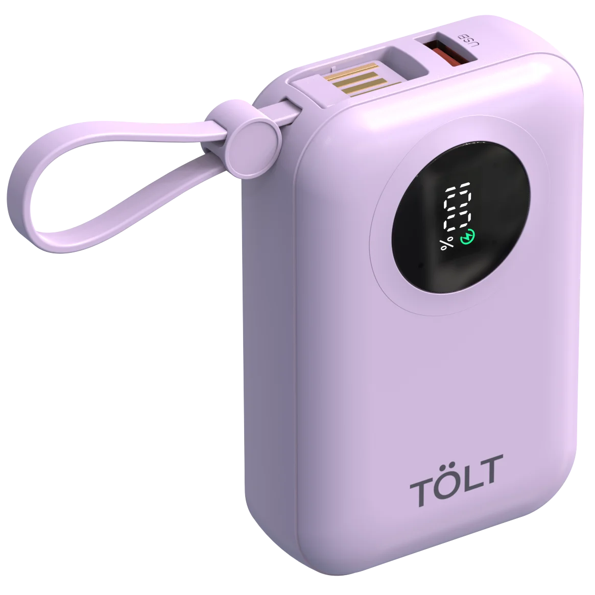 Портативный аккумулятор TOLT Lit LT-LM10T, 10000mAh, 22,5W, fast charging and PD, violet/ Powerbank TOLT Lit LT-LM10T, 10000mAh, 22,5W, fast charging and PD, violet