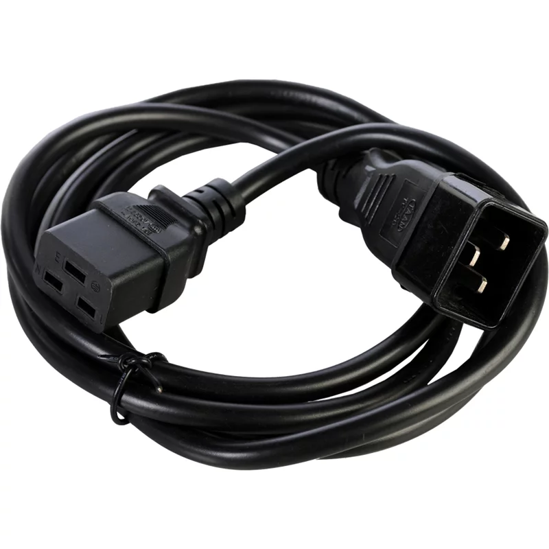 Кабель с разъемом С19 - С20 на проводе ПВС 3*2.5 3.0 метра. черный/ Cable with connector C19 - C20 on wire PVC 3 * 2.5 3.0 meter. Black (PVC-AP 3X2.5 C19C20 3.0M)