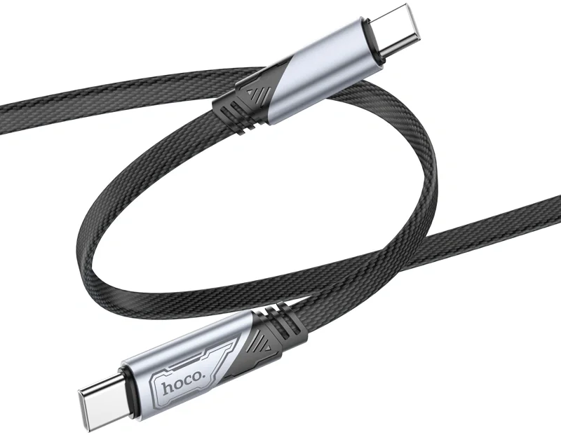 Кабель Hoco U119 Machine 60W charging data cable Type-C to Ty 05021 USB Type-C (m)-USB Type-C (m) 1.2м черный плоский