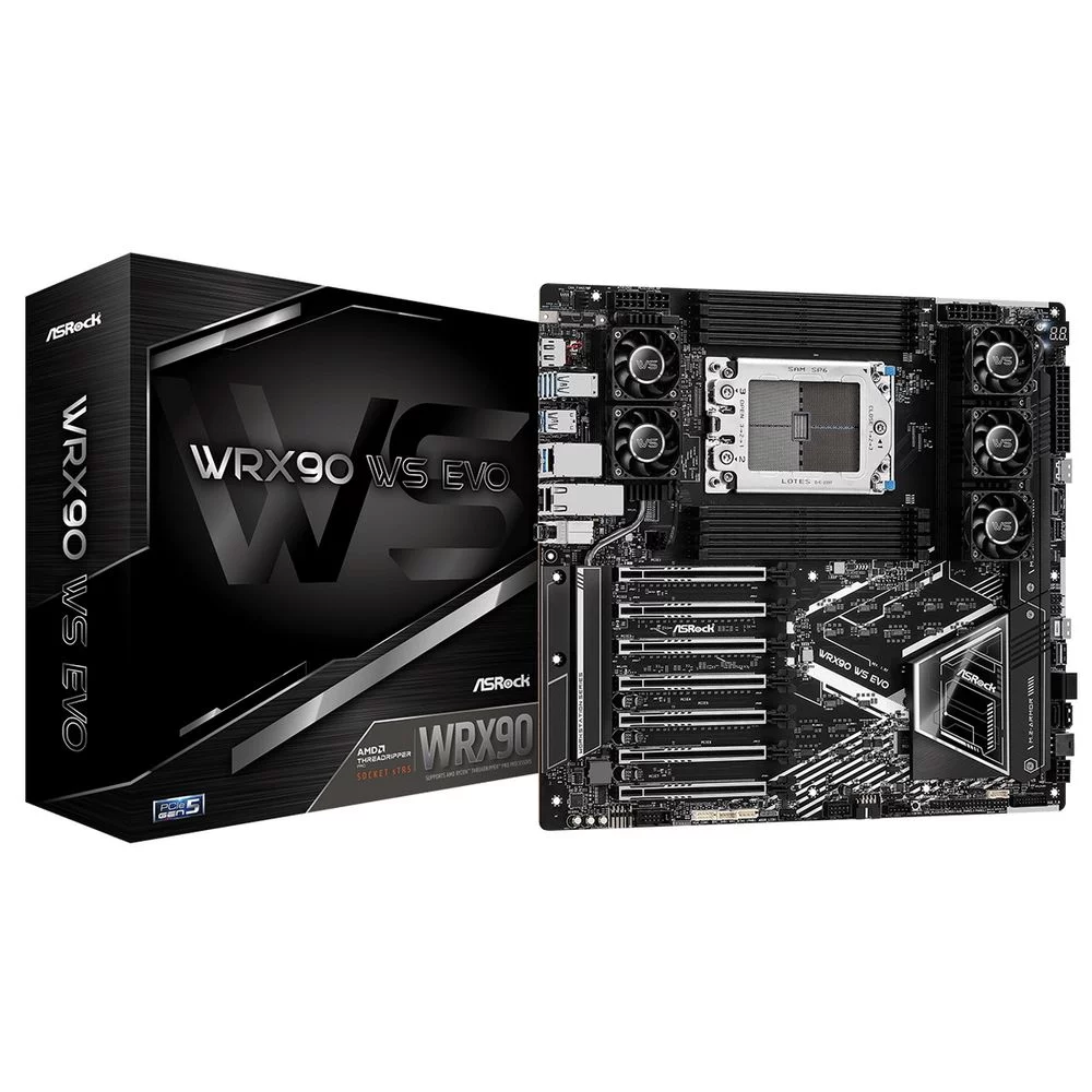 Материнская плата ASROCK WRX90 WS EVO, AMD WRX90, 8*DDR5, 4*SATA, 2*M.2, 2 x SlimSAS, 6*USB 3.2, 2*Type-C, 7*PCIx16, DP, EEB