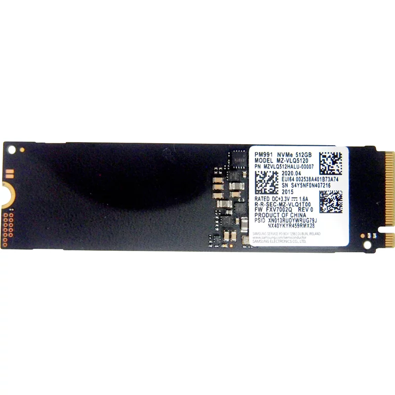 Твердотельный накопитель/ Samsung SSD PM991a, 512GB, M.2(22x80mm), NVMe, PCIe 3.0 x4, R/W 3100/1800MB/s, IOPs 350 000/320 000, DRAM buffer (12 мес.) (MZVLQ512HBLU-00B00)