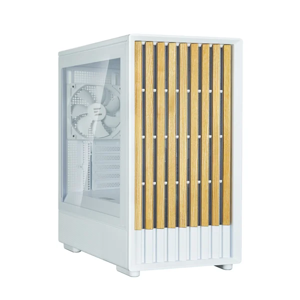 ZALMAN P10 NAMU, MATX, WHITE, WINDOW, FRONT COVER WALNUT, 2x3.5", 3x2.5", 1xUSB TYPE-C, 1xUSB3.0, FRONT 2x120mm, REAR 1x120mm ARGB (P10 NAMU WHITE)