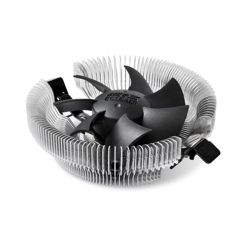 Кулер для процессора/ CPU Cooler PCCooler E80 (65W, 3-pin, 42mm, Al/Cu, -mm, 1x80mm, 29.61CFM, 22dBA, 2000RPM, S: 1851/1700/1200/115X, AM5/AM4, silver, black)