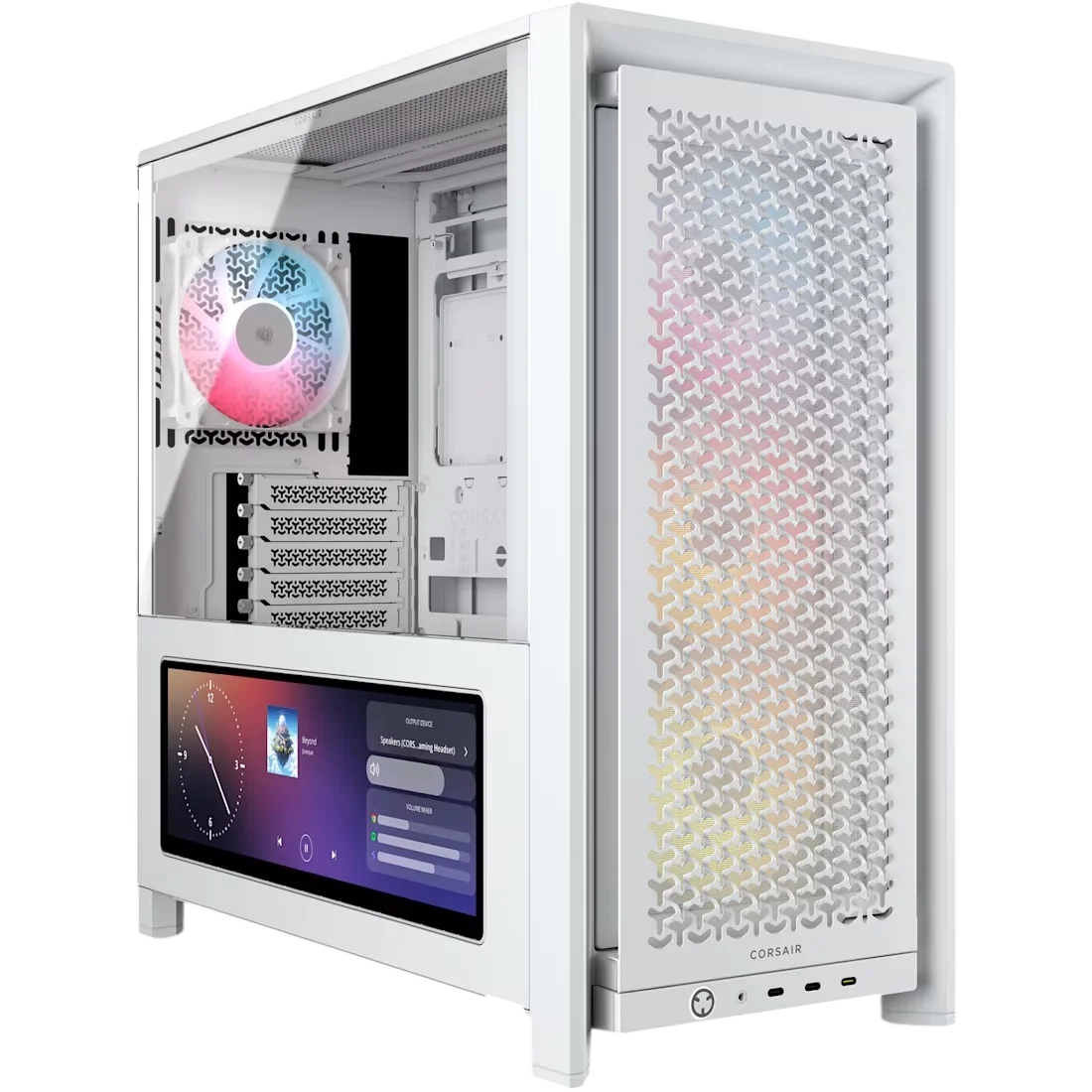 Корпус без блока питания/ Case Corsair Frame 4000D LCD RS ARGB, Midi-Tower, TG, 3x120mm ARGB, 3xUSB Type-C, E-ATX, ATX, mATX, mITX White (CC-9011327-WW)