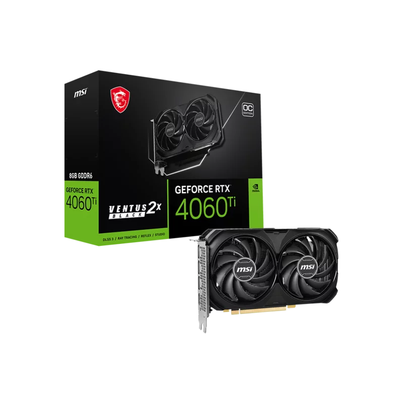 Видеокарта/ VGA MSI NVIDIA GeForce RTX 4060 Ti VENTUS 2X BLACK 8G 8GB, GDDR6/128-bit, PCIe 4.0, 1xHDMI 2.1, 3xDP, 2.2-slot