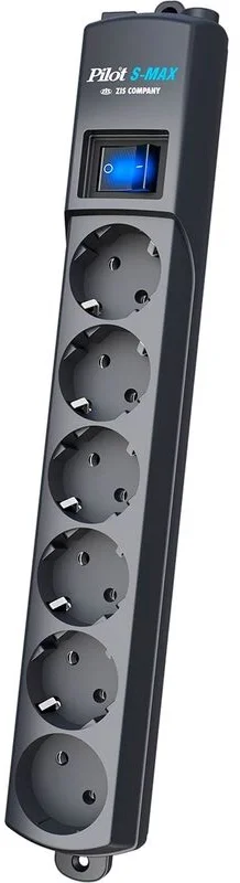Сетевой фильтр Pilot S-MAX 10м (6 розеток) серый (коробка) (109) (109#MLN)