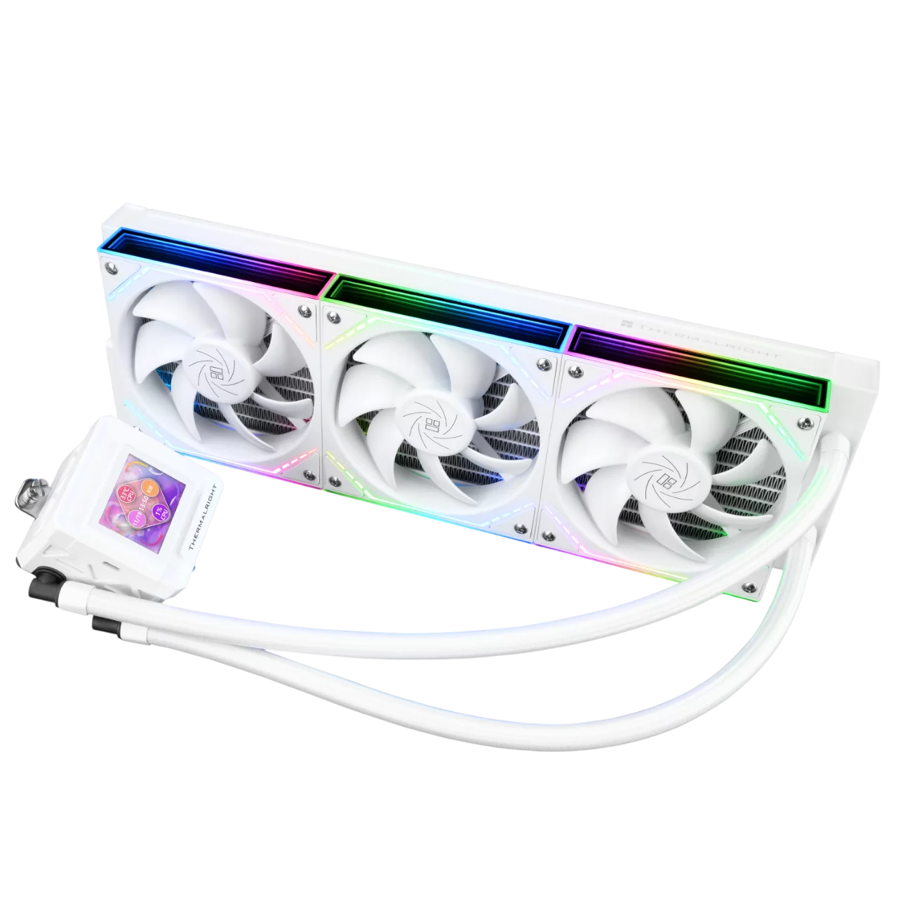 Водяное охлаждение для процессора/ Water Cooling System Thermalright Frozen Warframe SE 360 ARGB V2 (360mm, LED temp., White, ARGB/ Fans: 3x120mm, 68.9CFM, 28.2dBA, 2000RPM/ Pump height 59mm, Rad thic (F-WFRAME-SE-360-ARGB-WH-V2)