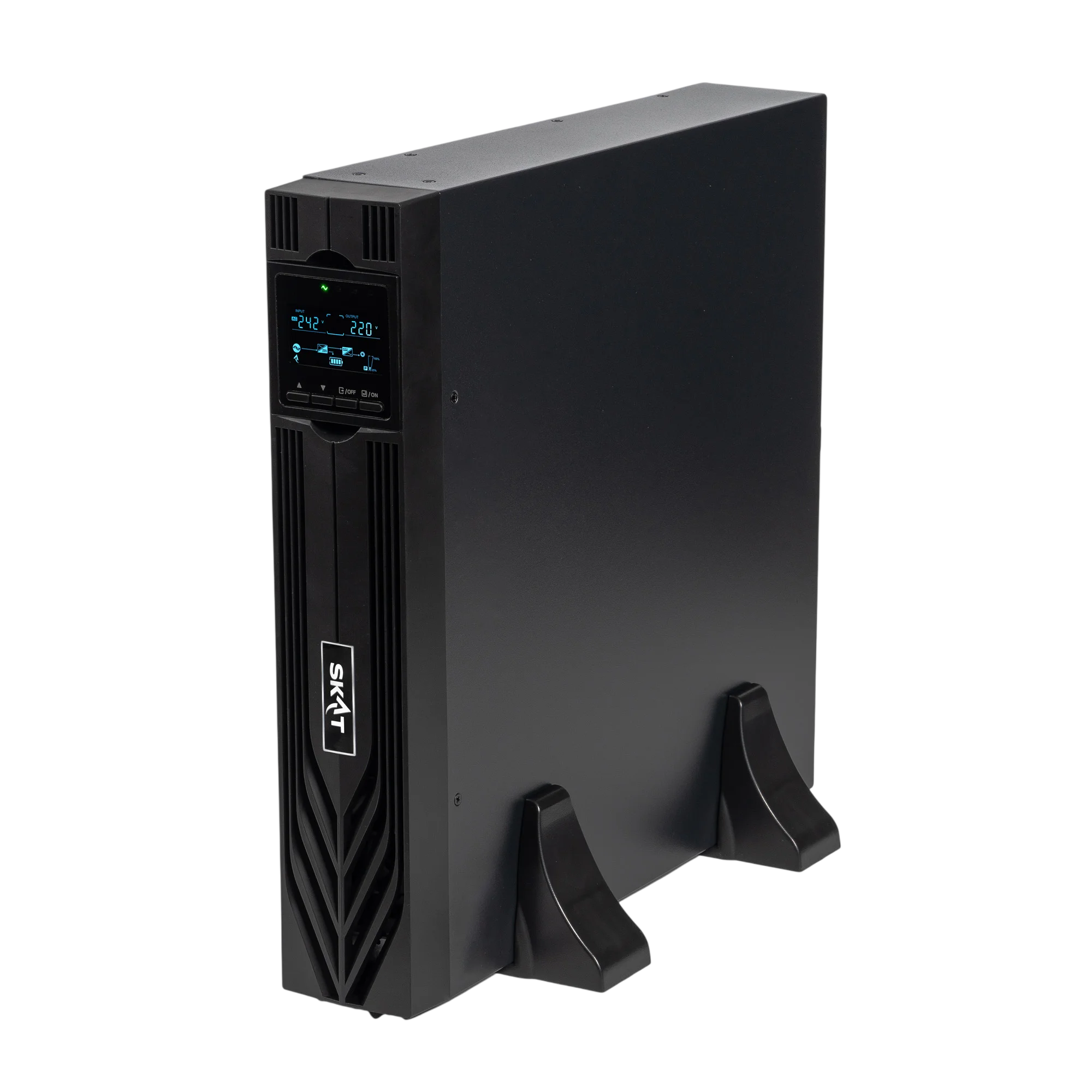 Источник бесперебойного питания (8764) SKAT-UPS 1500-RACK-ON-3X9 P3 - ИБП 1500 Вт, On-Line, синус, встр. АКБ 36В (3x9Ач), 2хSchuko