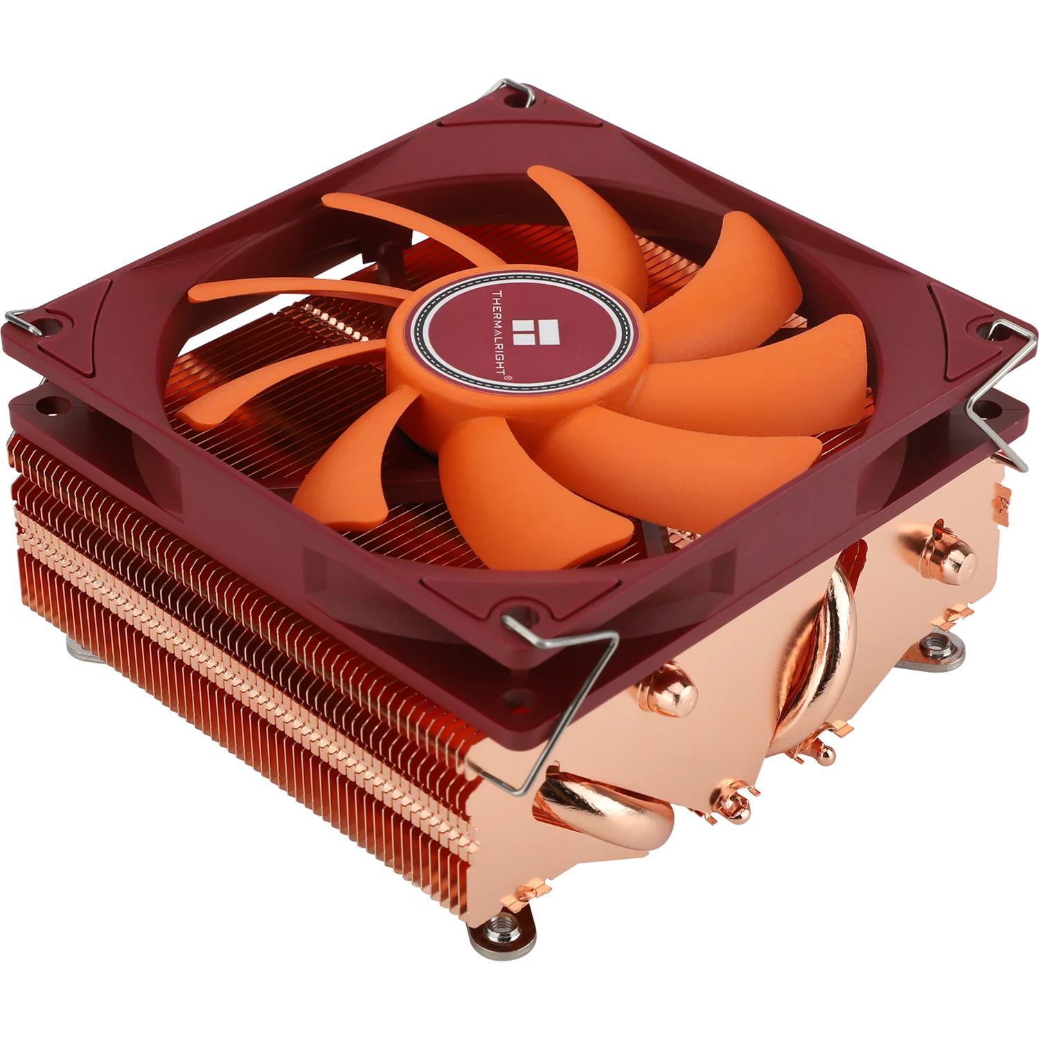 Кулер для процессора/ CPU Cooler Thermalright AXP-90 X53 Full (4-pin PWM, 38mm, Cu/ Cu, 4x6mm, 1x92mm, 42.58CFM, 22.4dBA, 2700RPM, S: 1851/ 1700/ 1200/ 115X, AM5/ AM4, orange, red) (AXP-90-X53-COPPER)