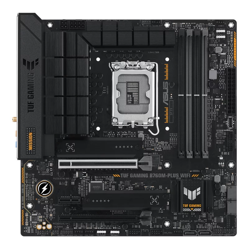 Материнская плата ASUS TUF GAMING B760M-PLUS WIFI, LGA1700, B760, 4*DDR5, HDMI+DP, 4xSATA3 + RAID, M2, Audio, Gb LAN, USB 3.2, USB 2.0, mATX (90MB1ET0-M0EAY0)
