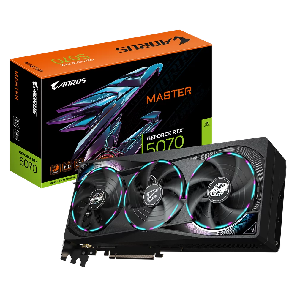 Видеокарта Gigabyte RTX5070 MASTER 12GB GDDR7 192bit 3xDP HDMI 3FAN RTL (GV-N5070AORUS M-12GD)