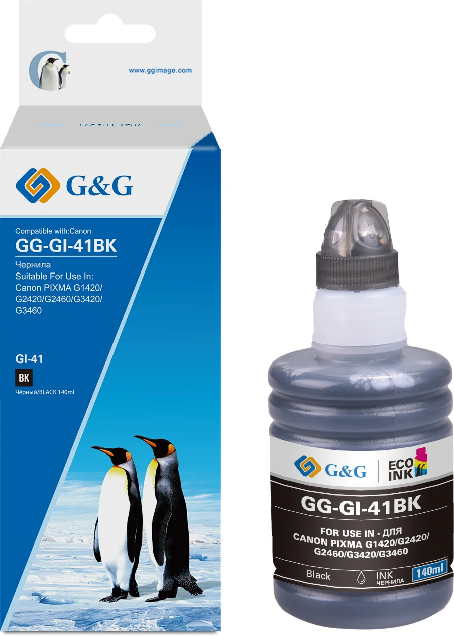 Чернила G&G GG-GI-41BK черный140мл для Canon PIXMA G1420/ G1430/ G2420/ G2430/ G2460/ G3420