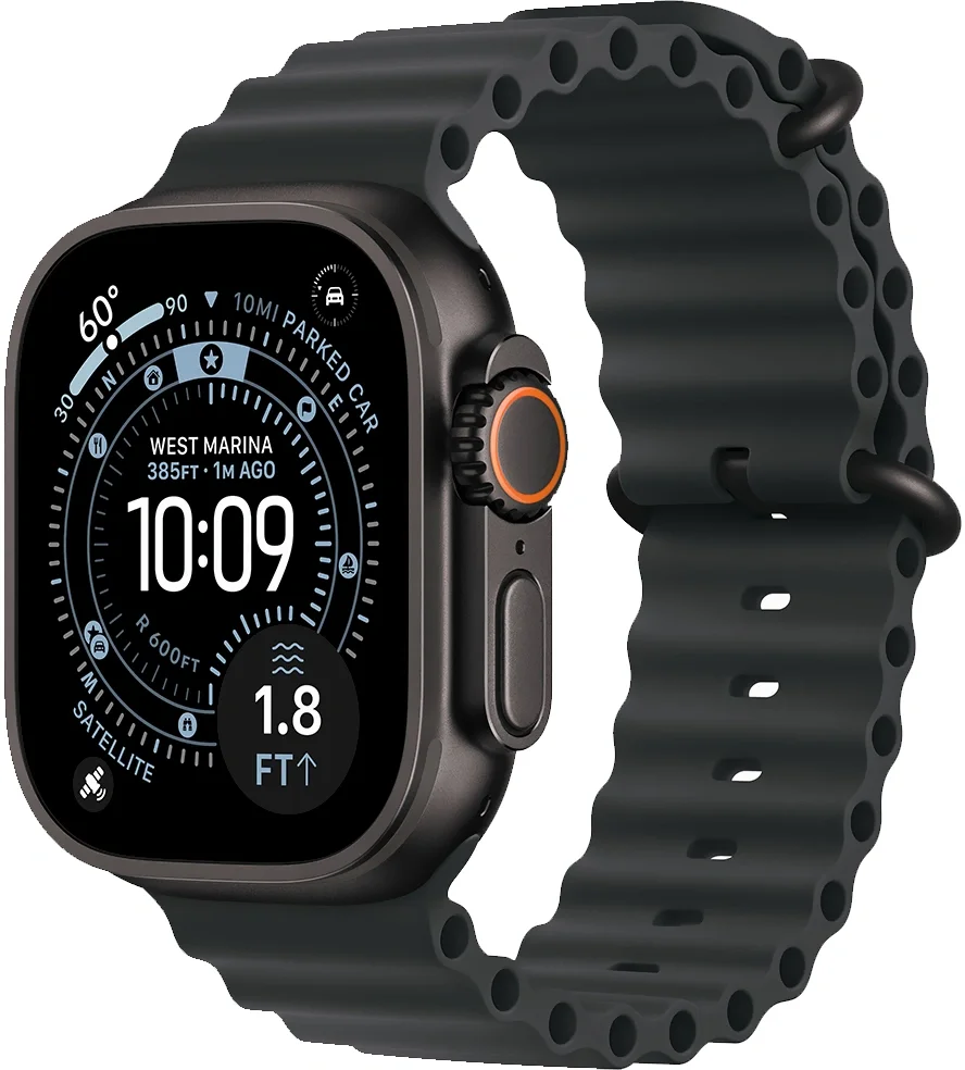 Смарт-часы Apple Watch Ultra 3 2025 A3281 49мм OLED корп.черный титан Ocean band рем.черный разм.брасл.:130-210мм (MF0J4LW/A)