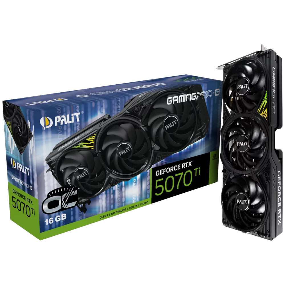 Видеокарта Palit Bad Pack RTX5070Ti GAMINGPRO-S OC 16GB GDDR7 256bit 3xDP HDMI 3FAN RTL bp (NE7507TS19T2-GB2031U||BP)
