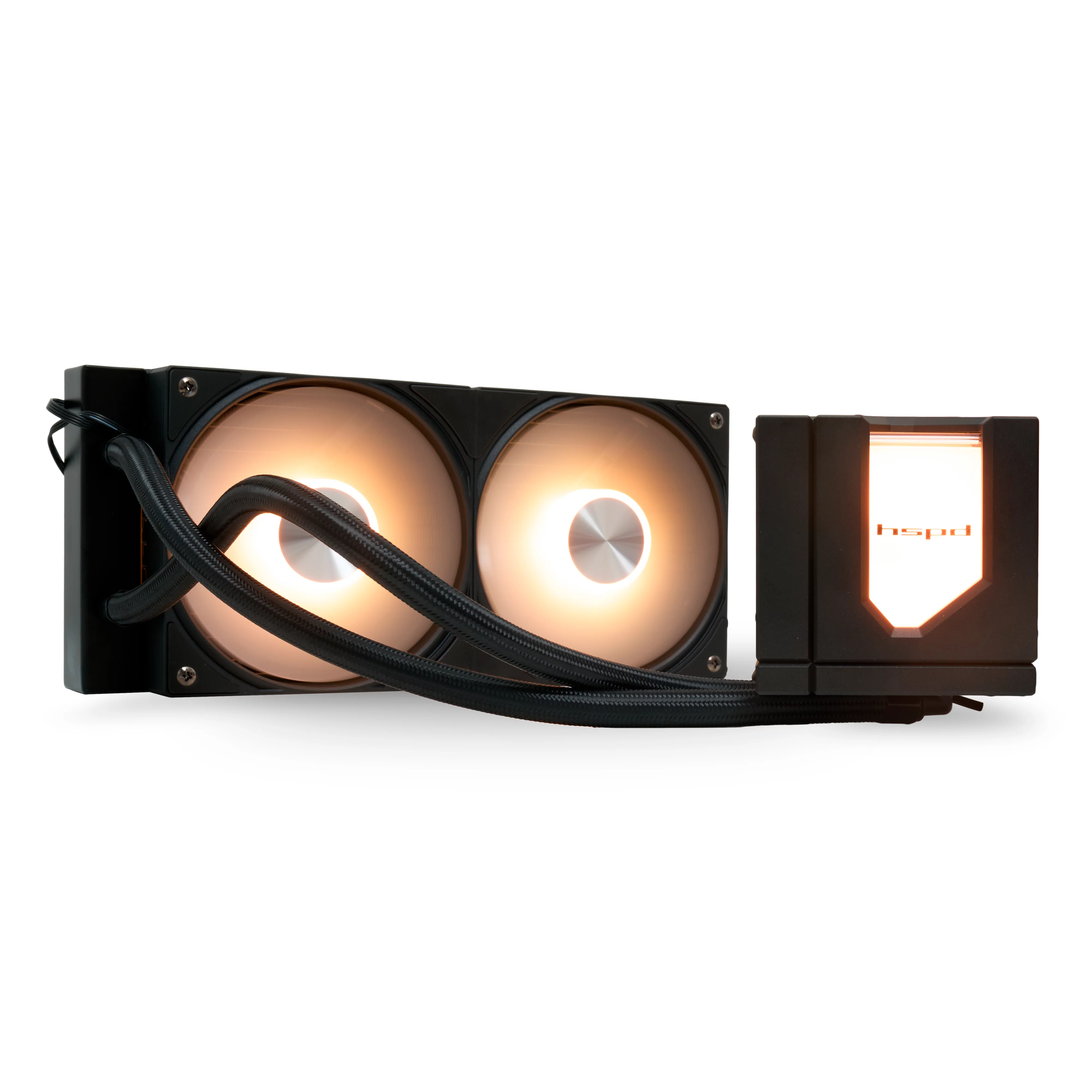 Водяное охлаждение для процессора/ Water Cooling System HSPD W1240 ARGB BLACK (280, 240mm, Black, ARGB/ Fans: 2x120mm, 71CFM, 27dBA, 1800RPM/ Pump height 62mm, 30dBA, 2500RPM, Rad thickness 27mm/ S: 1851, 1700 (W1240-BKAA)