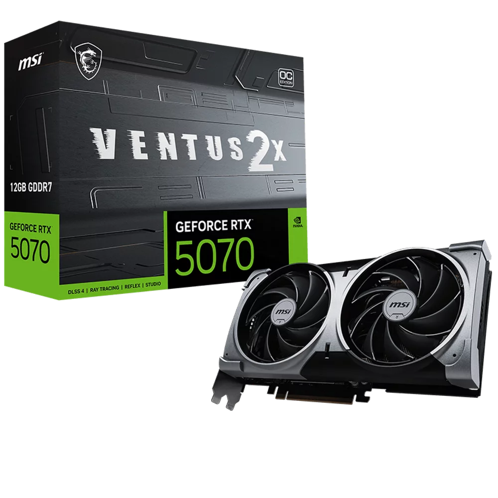 Видеокарта MSI RTX5070 VENTUS 2X OC 12GB GDDR7 192bit 3xDP HDMI 2FAN RTL (RTX 5070 12G VENTUS 2X OC)