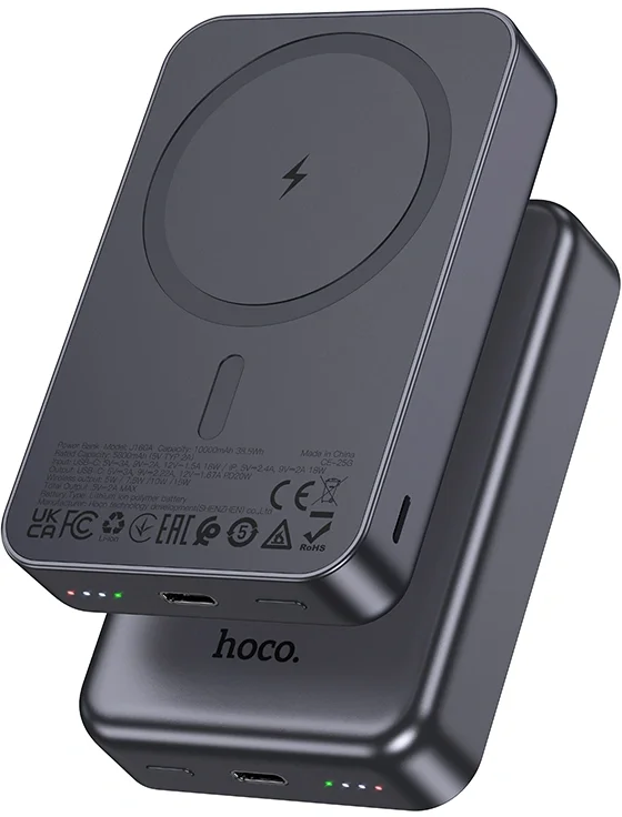 Мобильный аккумулятор Hoco J160A 10000mAh QC3.0/PD3.0 20W 3A беспров.зар. серый (64097)