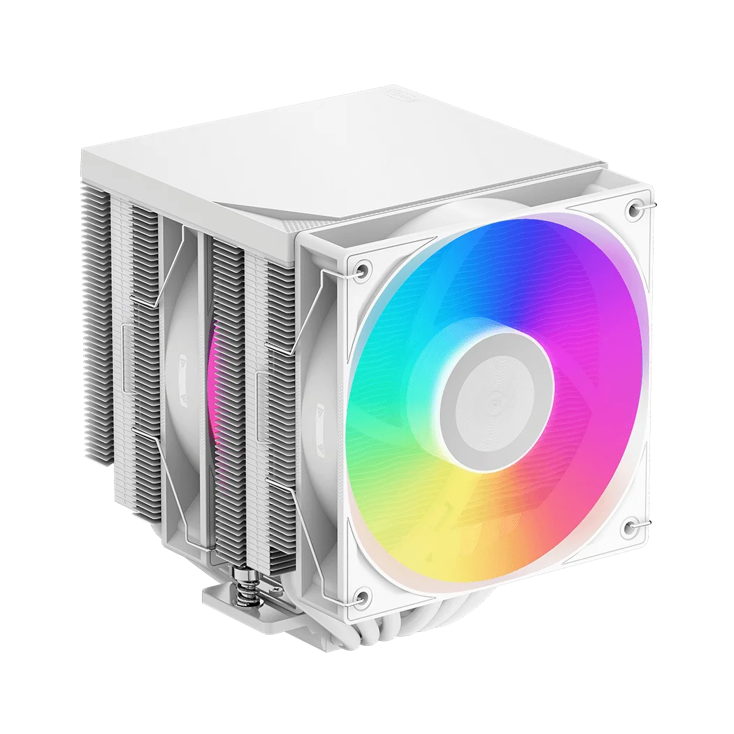 Кулер для процессора/ CPU Cooler PCCooler RT620Pro TC ARGB WH (265W, 4-pin PWM, 157.5mm, Al/Cu, 6x6mm, 2x120mm, 73.32CFM, 34.9dBA, 2200RPM, S: 1851/1700/1200/115X, AM5/AM4, white)