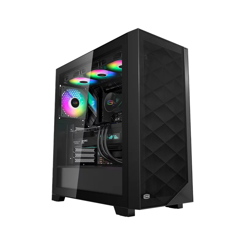 Корпус без блока питания/ Case PCCooler C3D510 BK ARGB, Midi-Tower, TG, Mesh, 3x120mm ARGB, 2xUSB-A 3.0, E-ATX, ATX, mATX, mITX Black