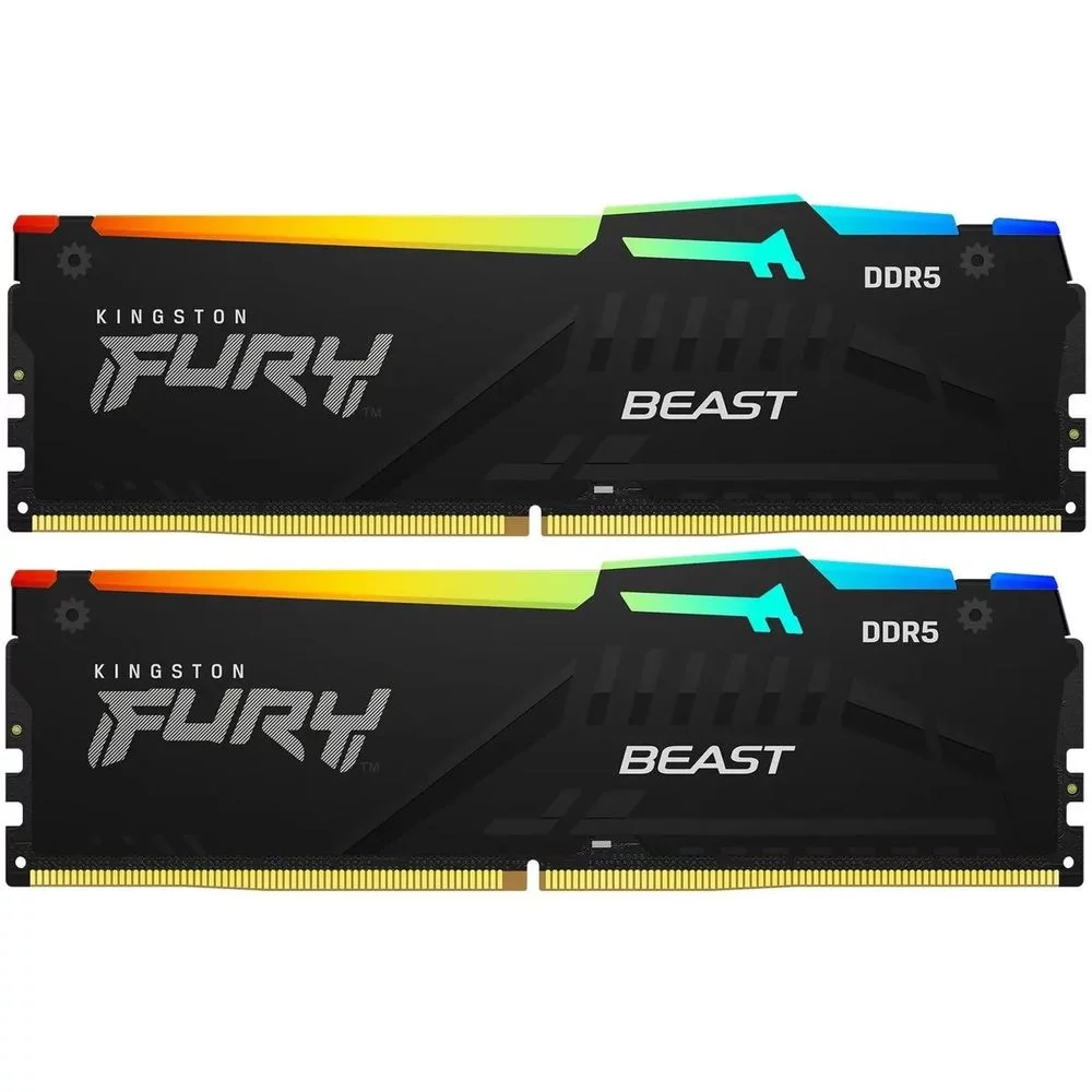 Память оперативная/ Kingston 16GB 6000MT/s DDR5 CL30 DIMM (Kit of 2) FURY Beast RGB XMP (KF560C30BBAK2-16)