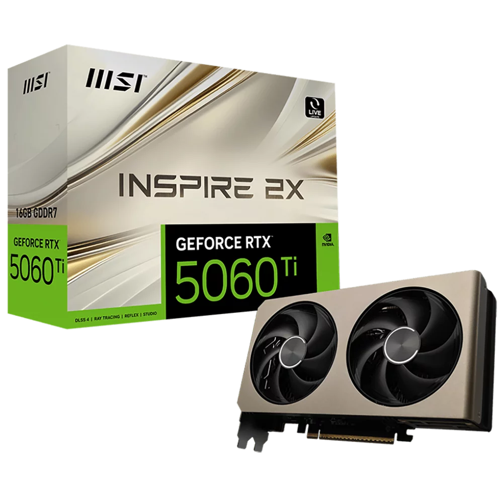 Видеокарта MSI RTX5060Ti INSPIRE 2X 16GB GDDR7 128bit 3xDP HDMI 2FAN RTL (RTX 5060 TI 16G INSPIRE 2X)