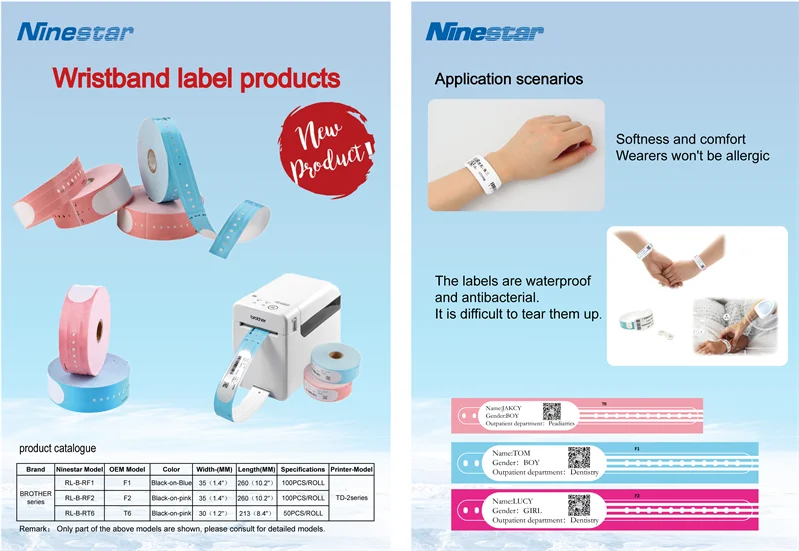Браслеты в рулоне Ninestar (G&G) WHITE wristband, 35 mm/ 260 mm, core 24 mm, 100 per roll, clips included (GG-RL-B-RF4)