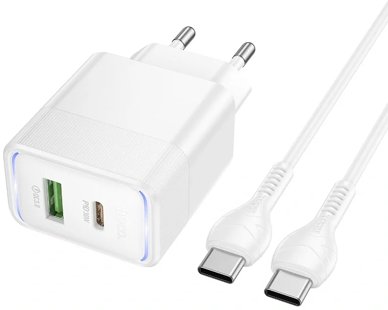 Сетевое зар./устр. Hoco CS112A Lounge PD30W+QC3.0 with cable 30W 3A (PD+QC) универсальное белый (80417)