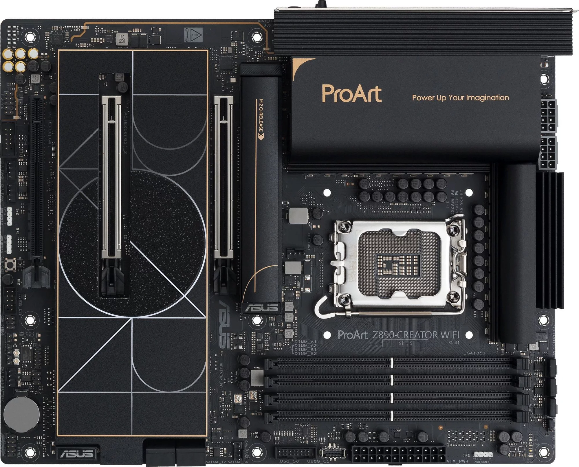Материнская плата ASUS PROART Z890-CREATOR WIFI, LGA1851, Z890, 4*DDR5, 4*SATA, 5*M.2, 6*USB 3.2, 1*USB 2.0, Type-C, 3*PCIx16, DP+HDMI, ATX; 90MB1JD0-M0EAY0