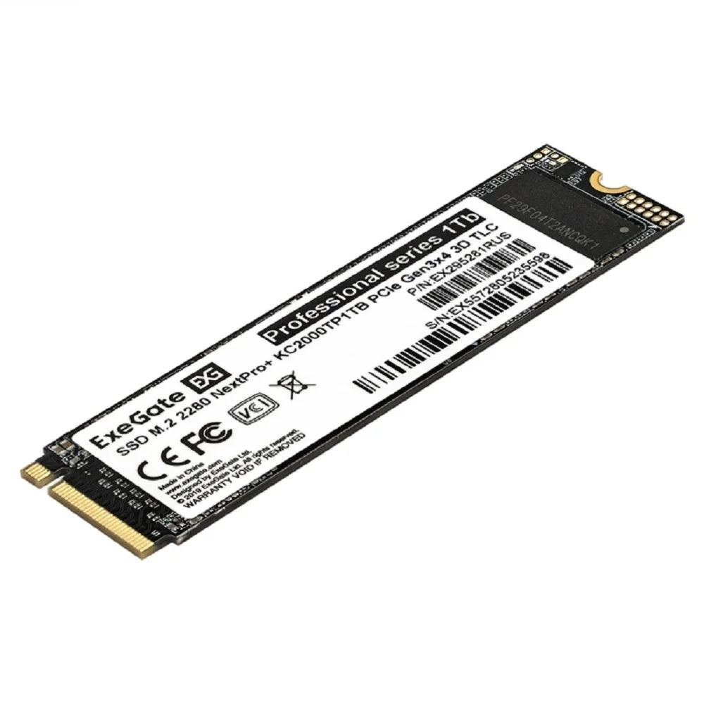 Exegate SSD M.2 2280 1Tb ExeGate NextPro+ KC2000TP1TB (PCIe Gen3x4, NVMe, 22x80mm, 3D TLC) (EX295281RUS)