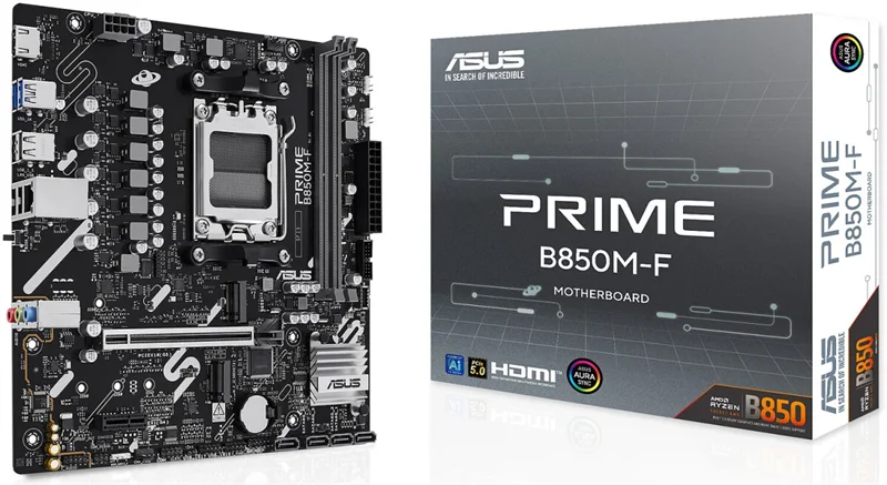 Материнская плата ASUS PRIME B850M-F, AM5, B850, 2*DDR5, 4*SATA, 2*M.2, 4*USB 3.2, 4*USB 2.0, 3*PCIx16, 2*PCIx1, DP+HDMI, mATX; 90MB1N90-M0EAY0