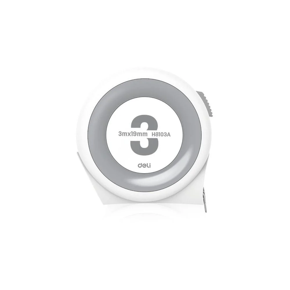 Рулетка "Home Series White" Deli H8103A 3м х 19мм, клипса, шнурок, эксклюзивный дизайн Bad Pack (H8103A||BP)