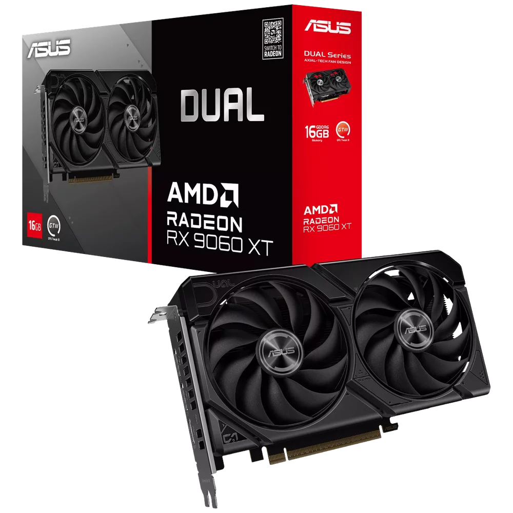 Видеокарта ASUS Bad Pack RX9060XT DUAL 16GB GDDR6 128bit 2xDP HDMI 2FAN RTL (DUAL-RX9060XT-16G) bp (90YV0LG2-M0NA00||BP)