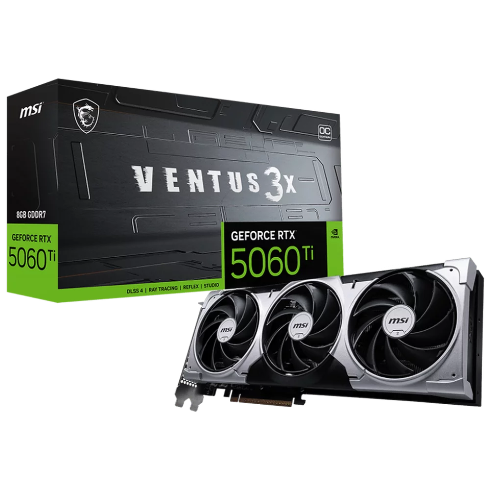 Видеокарта MSI RTX5060Ti VENTUS 3X OC 8GB GDDR7 128 bit 3xDP HDMI 3FAN RTL (RTX 5060 TI 8G VENTUS 3X OC)