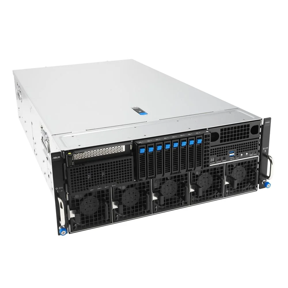Серверная платформа ASUS ESC8000A-E13 SKU2, 4U, 2x SP5 LGA6096 (500W), 24x DDR5 6400, 4x 2.5 NVME + 4x 2.5 SATA/ SAS*, 8x PCIe x16 for 2-slot GPU, 1x PCIe x16 for NIC, 1x PCIe x16 for HBA/ RAID card, PSU 3+1 3200W (90SF0402-M00ZS0)