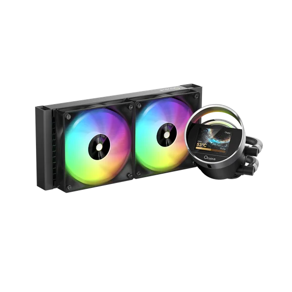 Система водяного охлаждения Ocypus Sigma L24 BK ARGB, 240mm, LCD Pump 2.4", 2x120mm ARGB fans, LGA115X/1200/1700/18XX, AM4/AM5