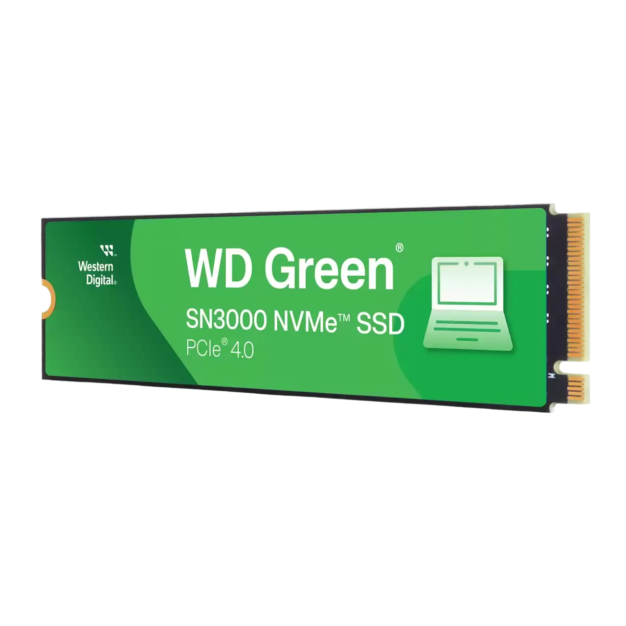 Твердотельные накопители/ WD SSD Green SN3000, 1000GB, M.2(22x80mm), NVMe, PCIe 4.0 x4, QLC, R/W 5000/4200MB/s, TBW 150, DWPD 0.1 (12 мес.) (WDS100T4G0E)