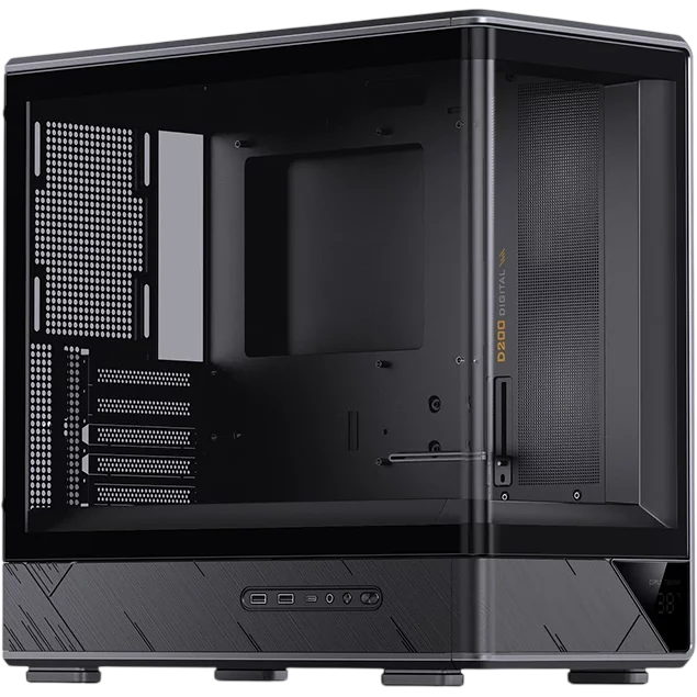 Корпус без блока питания/ Case JONSBO D200, Mini-Tower, TG, no fan, 2xUSB-A 3.0 + 1xUSB-C 3.2, mATX, mITX Black (D200 BLACK)