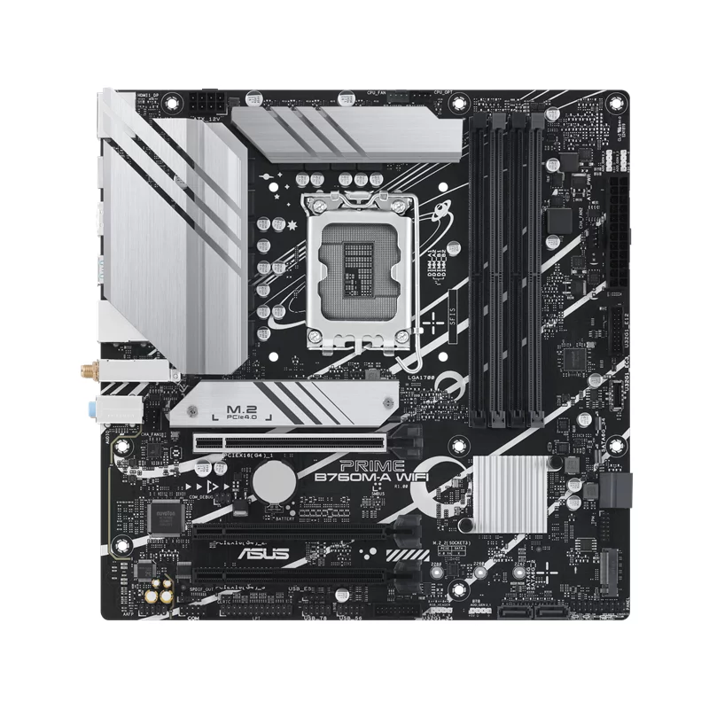 Материнская плата ASUS PRIME B760M-A WIFI, LGA1700, B760, 4*DDR5, HDMI+DP, 4xSATA3 + RAID, M2, Audio, Gb LAN, USB 3.2, USB 2.0, mATX (90MB1EL0-M0EAY0)