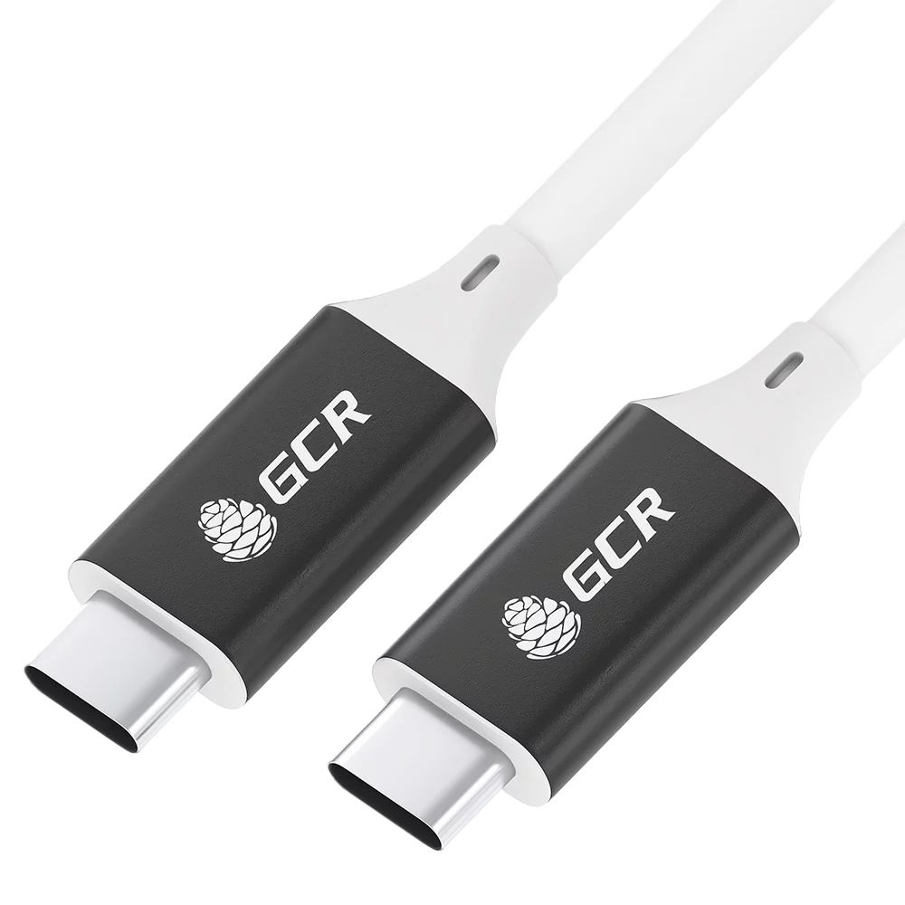 GCR Кабель USB 3.1 (USB 3.2 Gen 1) Type C-С, 2.0m, 100W/20V/5A, M/M, 5 Гбит/с, TPE, AL сase черный, белый, GCR-55461