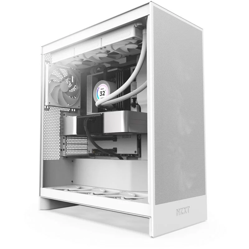 Корпус ПК без блока питания/ Case NZXT H7 Flow, Midi-Tower, TG, 3x120mm, 2xUSB-A 3.2 + 1xUSB-C 3.2, E-ATX, ATX, mATX, mITX White (CM-H72FW-01)