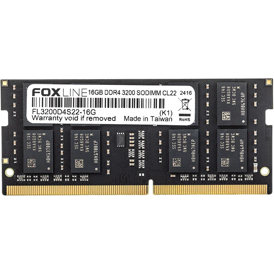 Память оперативная/ Foxline SODIMM 16GB 3200 DDR4 CL22 (1Gb*8) (FL3200D4S22-16GSS)