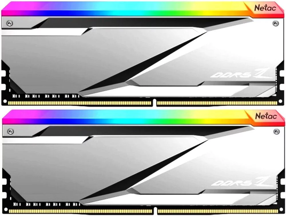 Netac Z RGB 32GB (2x16GB) DDR5-6800 (PC5-54400) C34 Silver 34-45-45-108 1.4V XMP Dual DIMM Kit (NTZED5P68DP-32S)