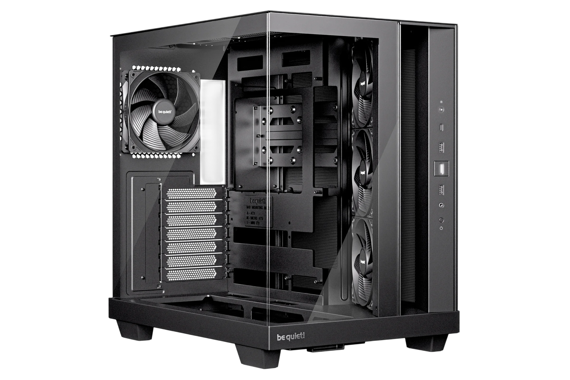 Корпус Компьютер без блока питания/ Case be quiet! LIGHT BASE 500, Midi-Tower, TG, 4x120mm, 2xUSB-A 3.2, 1xUSB 3.2 Type-C, ATX, mATX, mITX Black (BGW83)