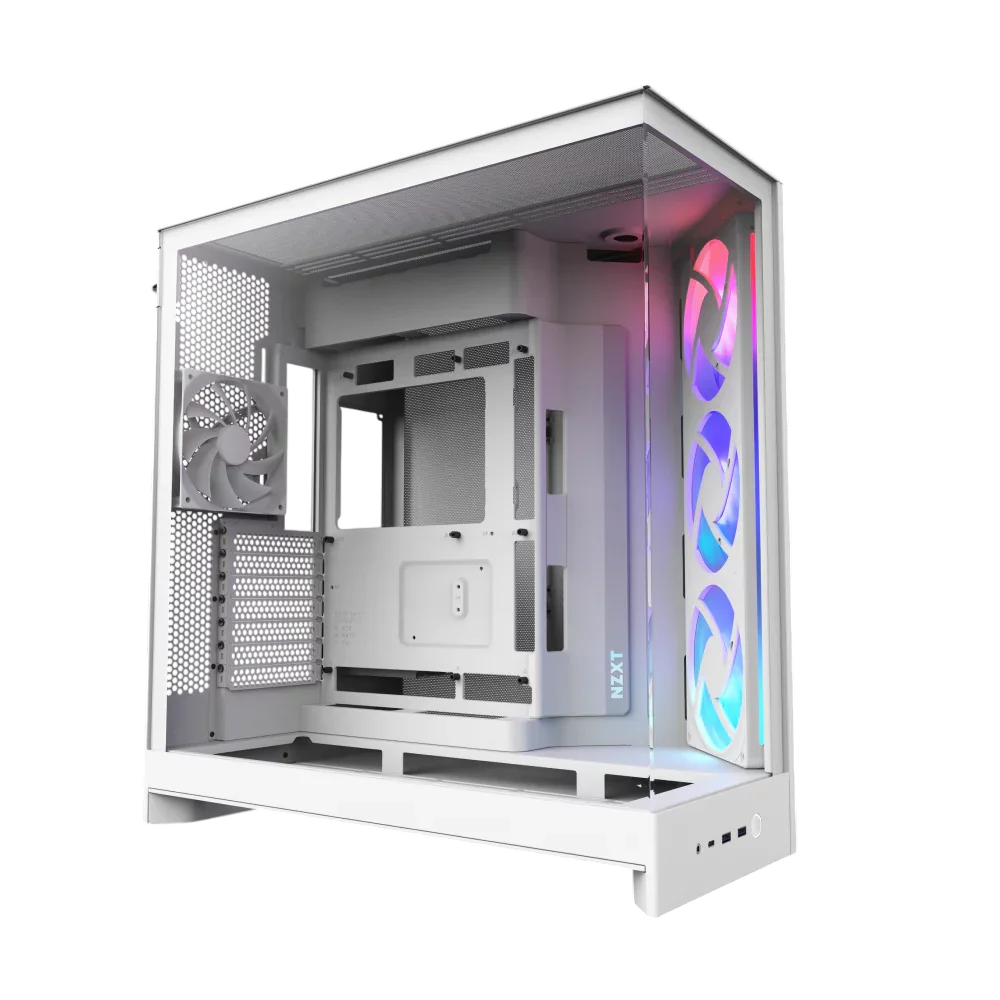 Корпус без блока питания/ Case NZXT H9 Flow RGB (2025), Midi-Tower, TG, 3x140mm RGB + 1x120mm, 2xUSB-A 3.2 + 1xUSB-C 3.2, E-ATX, ATX, mATX, mITX White (CM-H92FW-R1)