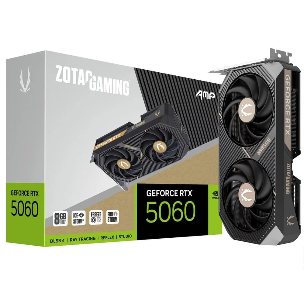 Видеокарта Zotac RTX5060 AMP 8GB GDDR7 128bit 3xDP HDMI 2FAN MEDIUM PACK (ZT-B50600F-10M)