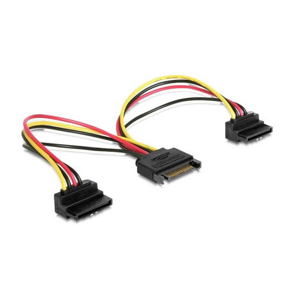 Кабель питания SATA Cablexpert CC-SATAM2F-02 15см, 15pin (M)/ 2x15pin(F) на 2 SATA устр, угл. разъем (086608)