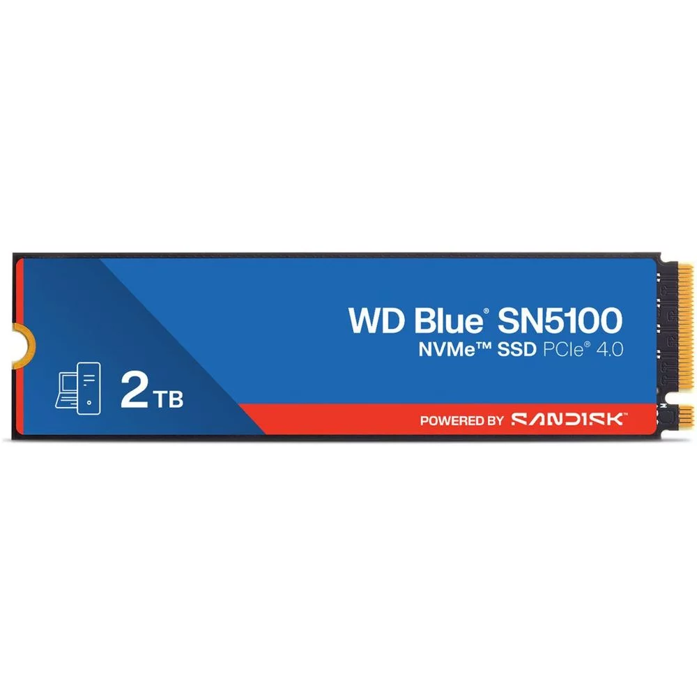 Твердотельный накопитель Western Digital Green SN5100 SSD M2.2280 PCIe 4.0 2Tb, 7100MBs/6700MBs, TBW 900, WDS200T5B0E, 1 year