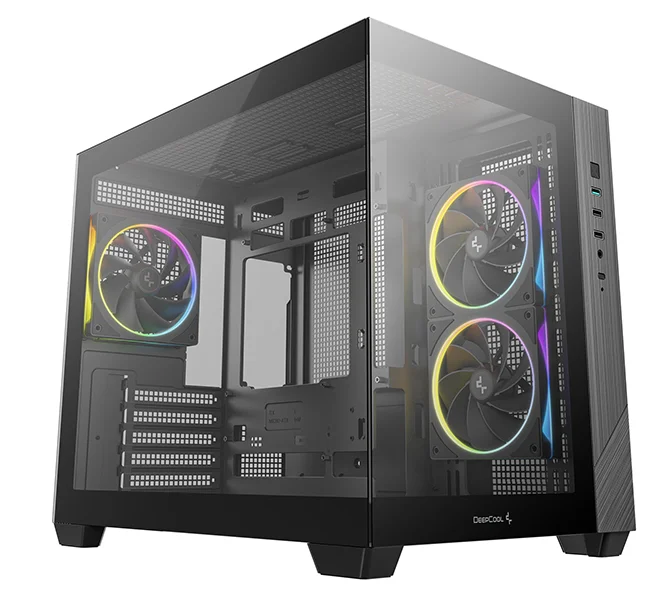 корпус Deepcool CG330 3F без БП, боковое окно (панорама), 3x120mm ARGB PWM вентилятора, черный, mATX (R-CG330-BKNGM3-G)