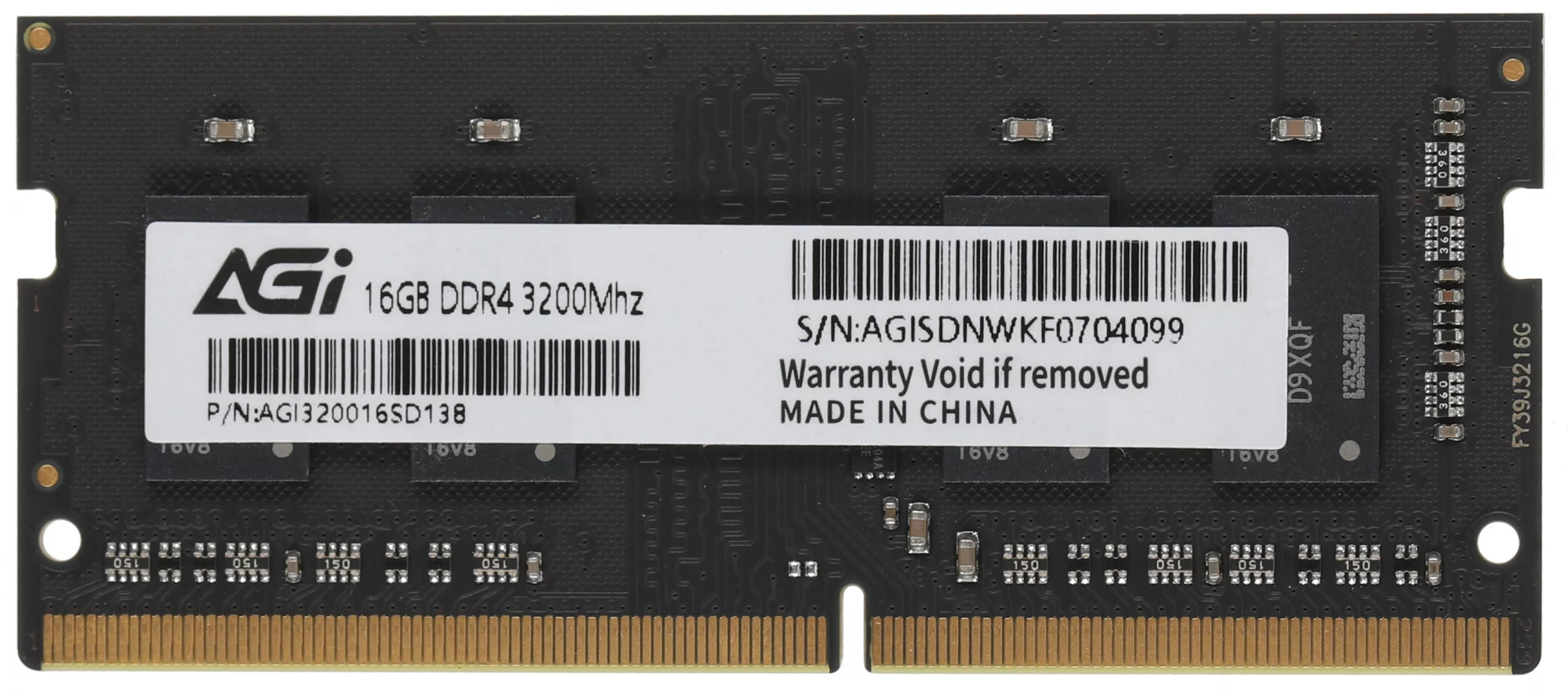 Память DDR4 16GB 3200MHz AGi AGI320016SD138 SD138 RTL PC4-25600 CL22 SO-DIMM 260-pin 1.2В Ret